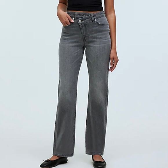 Madewell Jean Womens 25 Petite Gray Curvy 90s Straight Leg Cross Tab Closure - Picture 1 of 16